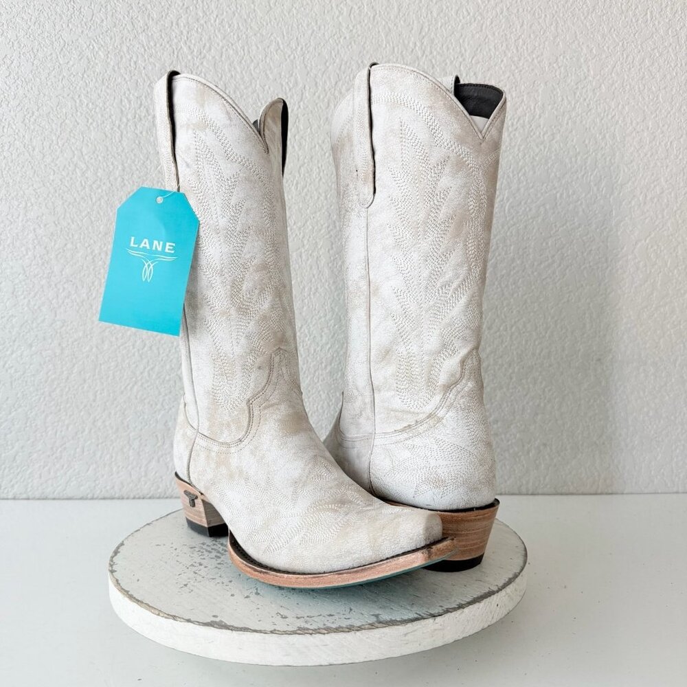 Lane Boots LEXINGTON White Cowboy Boots Womens Western Cowgirl Tall Snip Toe 10 - Picture 13 of 13
